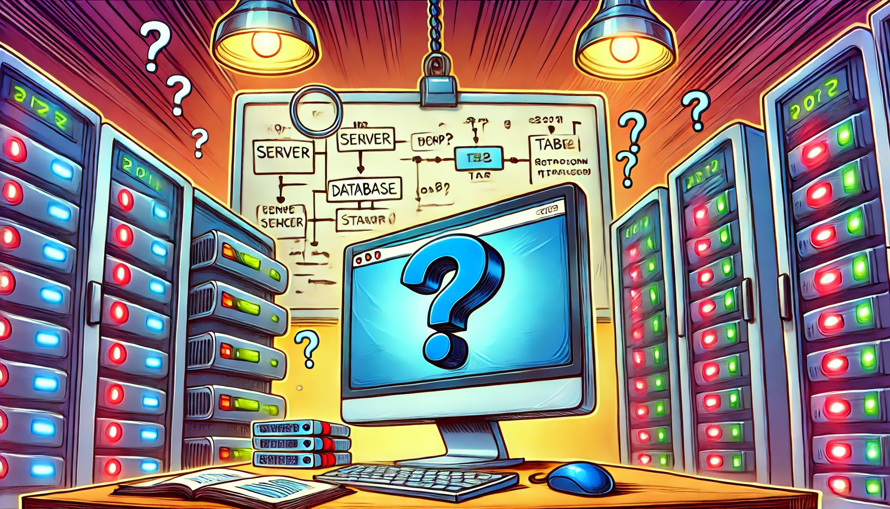 Computer with unknown user interface displaying an interrogation mark